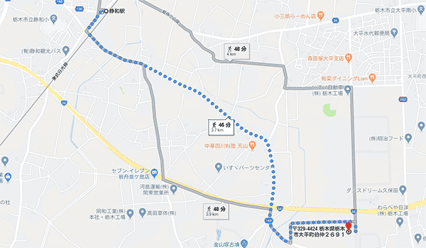 いすゞ栃木工場の周辺マップ