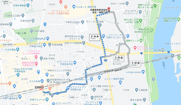 日産車体湘南工場のアクセスマップ