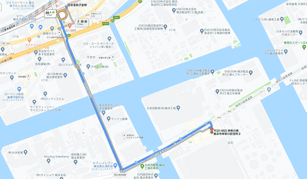 日産横浜工場のアクセスマップ